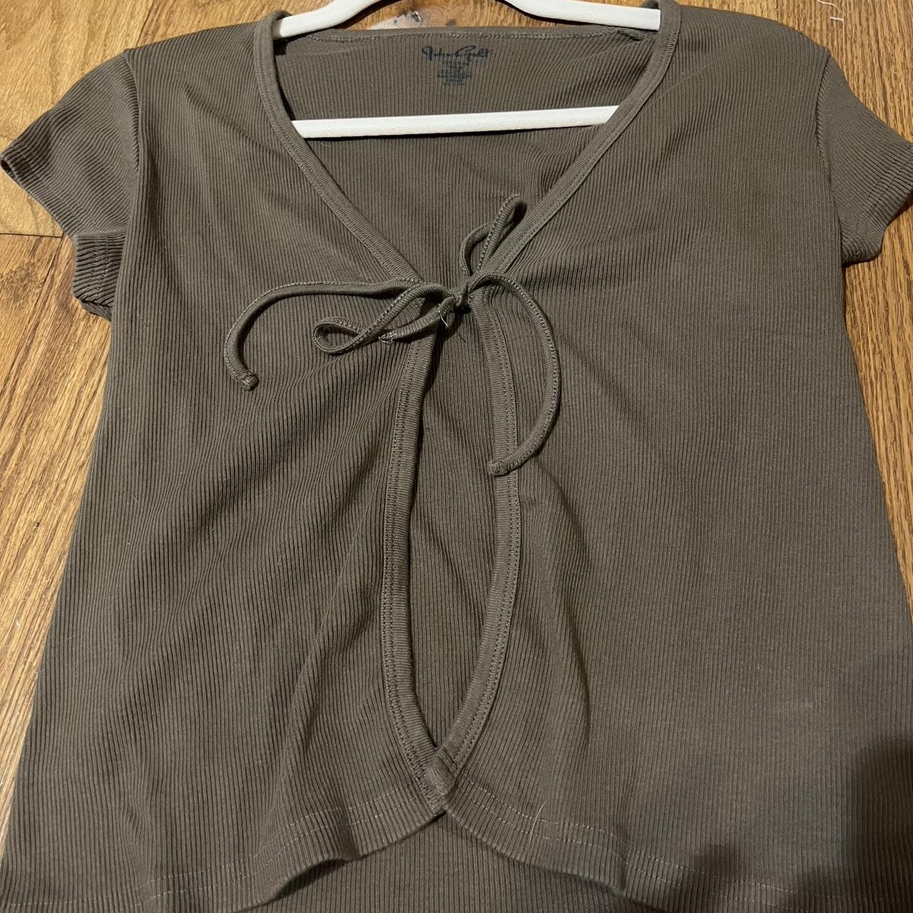 Brandy Melville tie front top Brown - Depop
