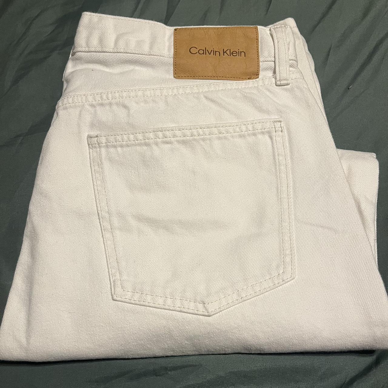 Calvin Klein white straight jeans 36x30 Good... - Depop