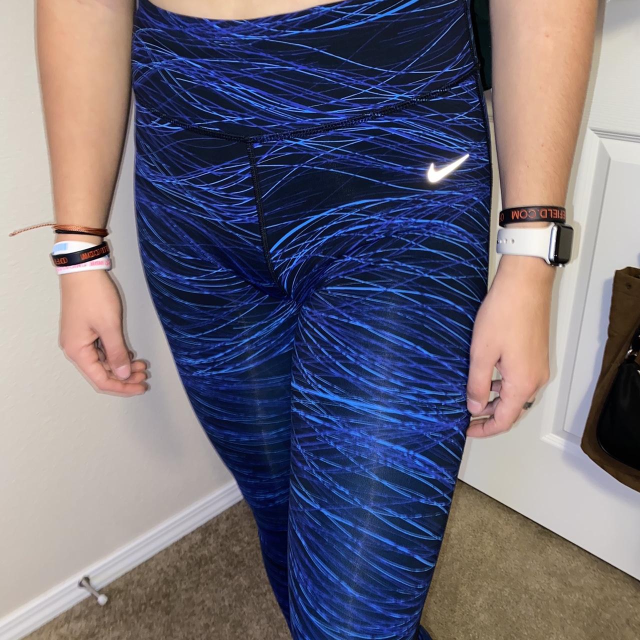 BLUE NIKE LEGGINGS Pocket on back Adjustable stings Depop