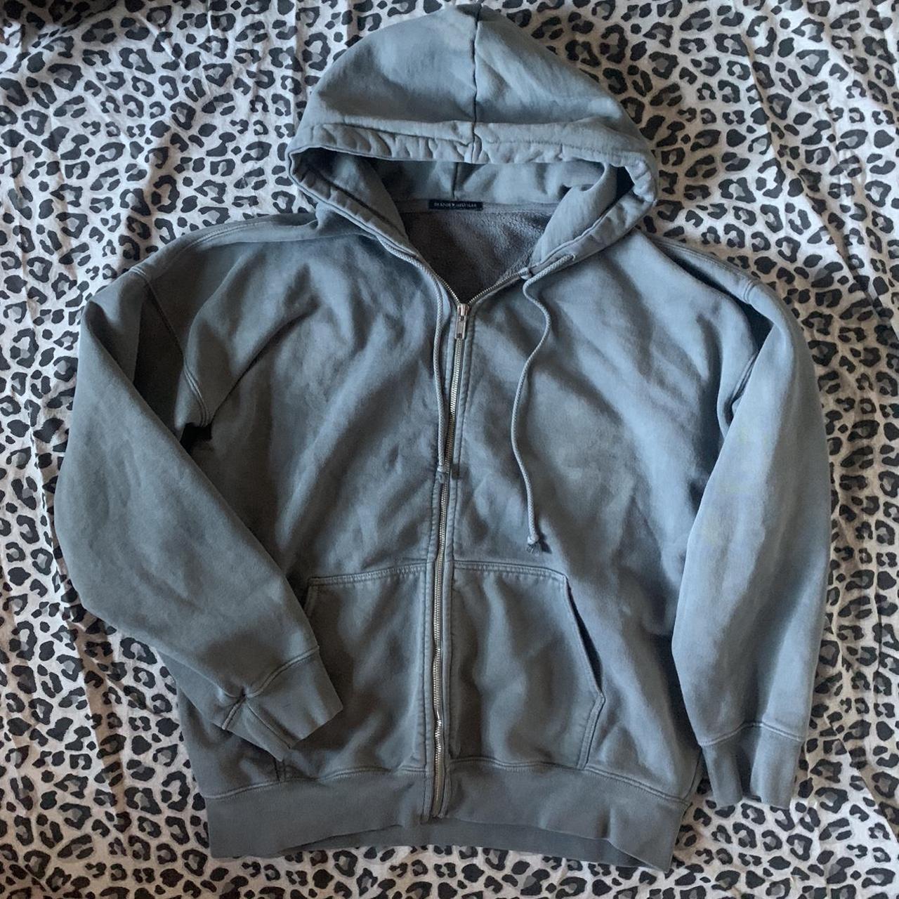 Sage green brandy Melville zip up hoodie, tried to... Depop