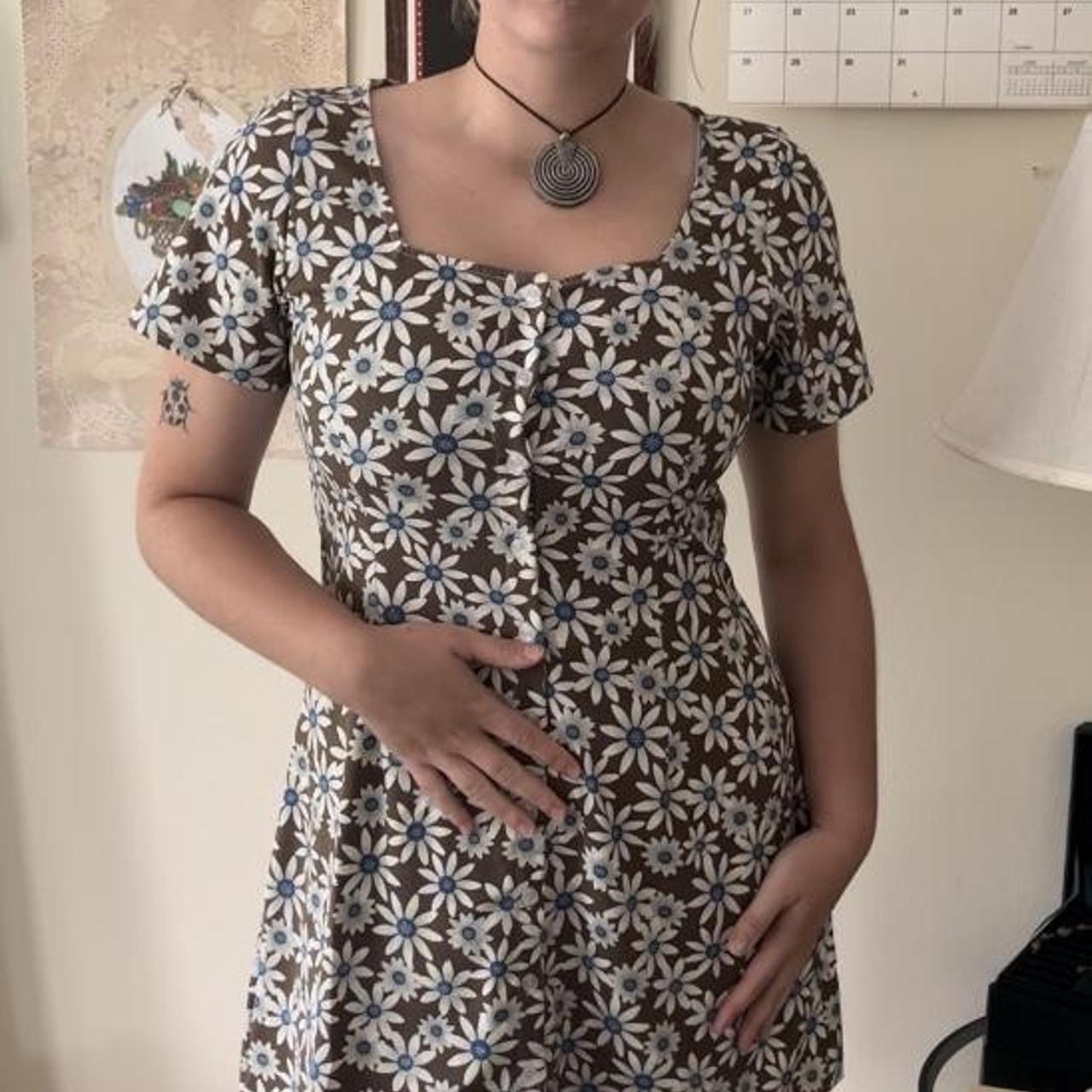 Delia???s by Dolls Kill Blue and Brown floral Dress.... Depop