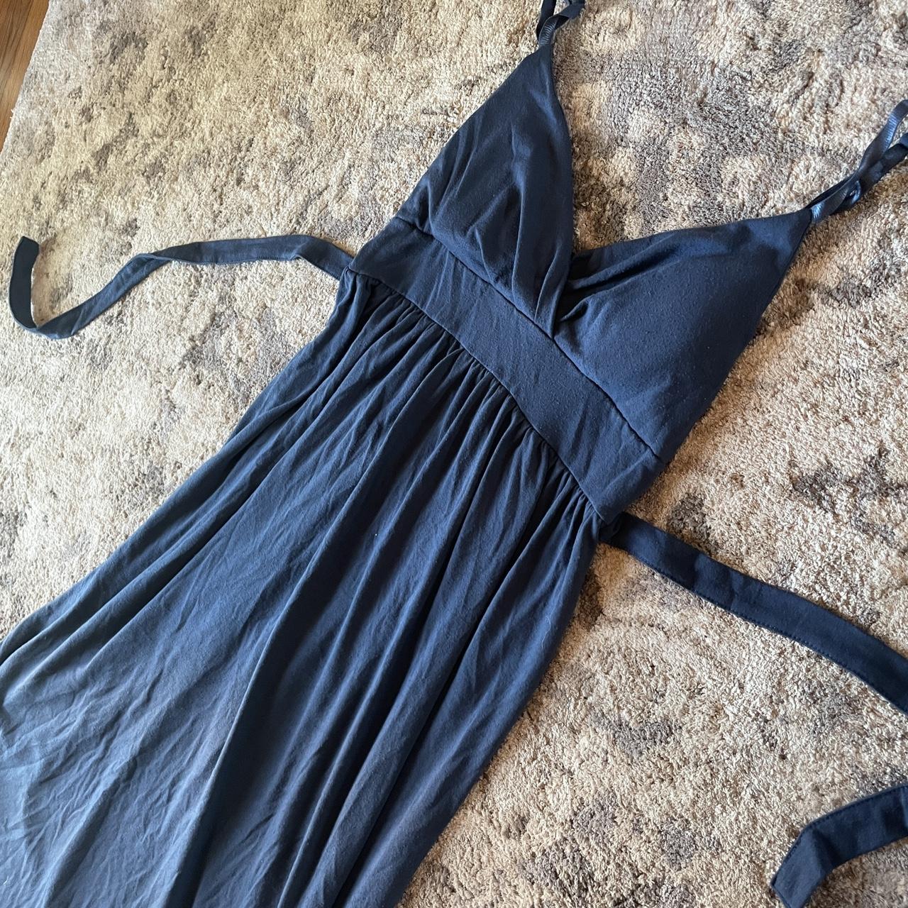 Navy blue maxi dress with adjustable straps and a. Depop