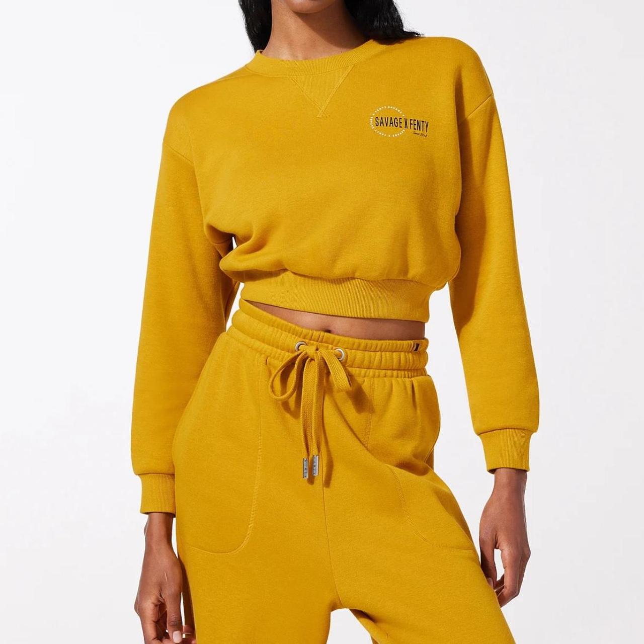 Savage x Fenty yellow cropped sweatshirt Depop