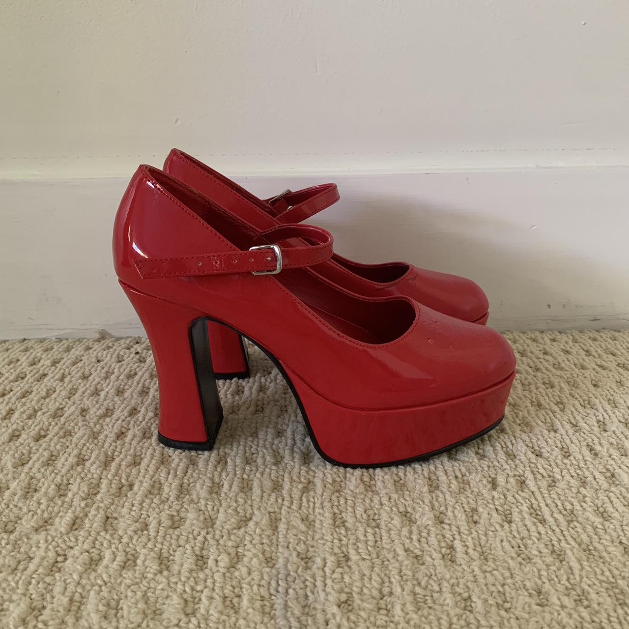 red mary jane platform heels !! size 7 brand is... Depop