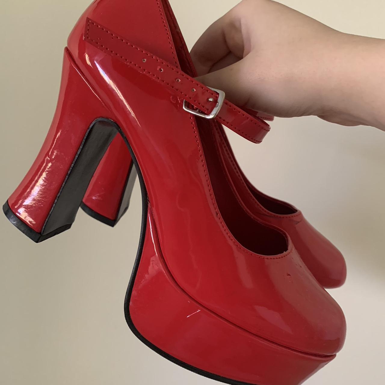 red mary jane platform heels !! size 7 brand is... Depop