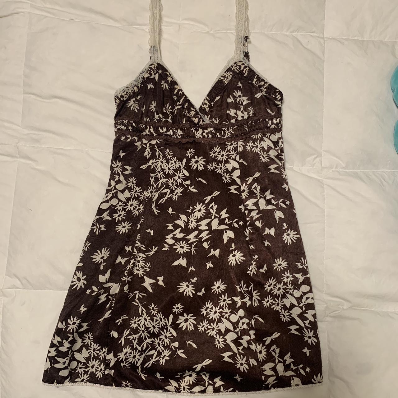 Urban Outfitters Women's Brown and White Dress | Depop