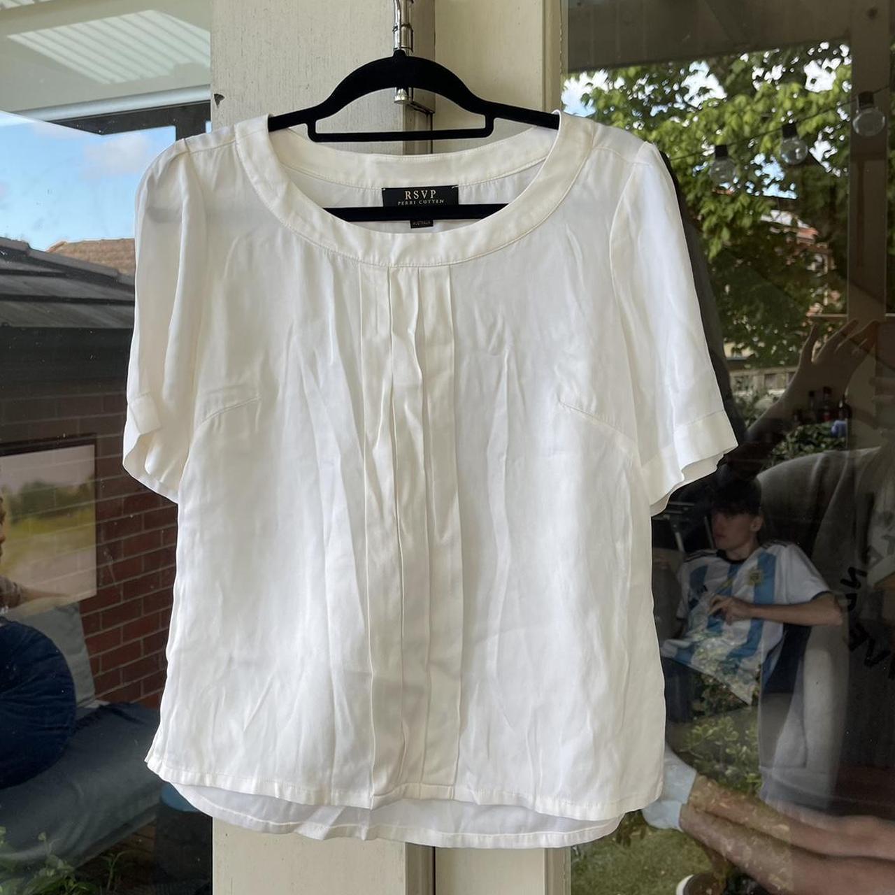 Perri Cutten white silk top Size S - made in... - Depop