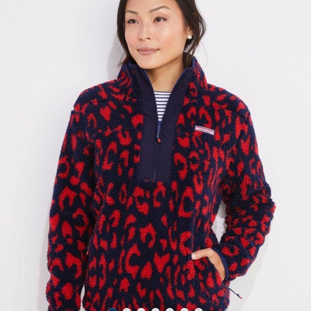 Vineyard Vines Women's Blue and Red Jacket Depop