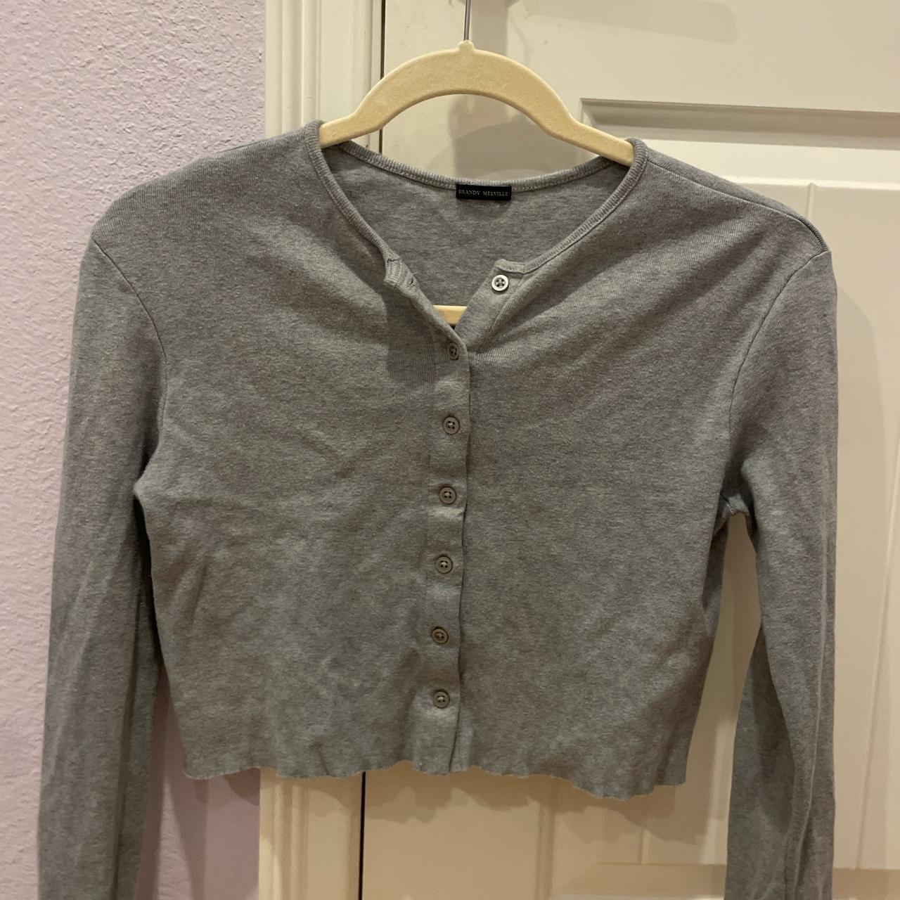 Brandy Melville Women's Grey Crop-top | Depop