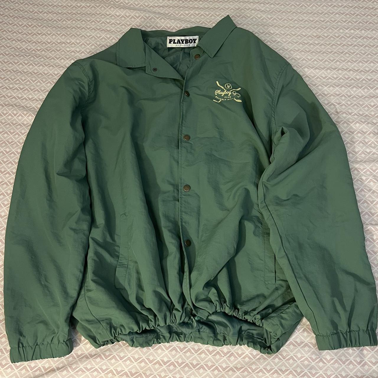 forest green playboy windbreaker from pacsun | Depop