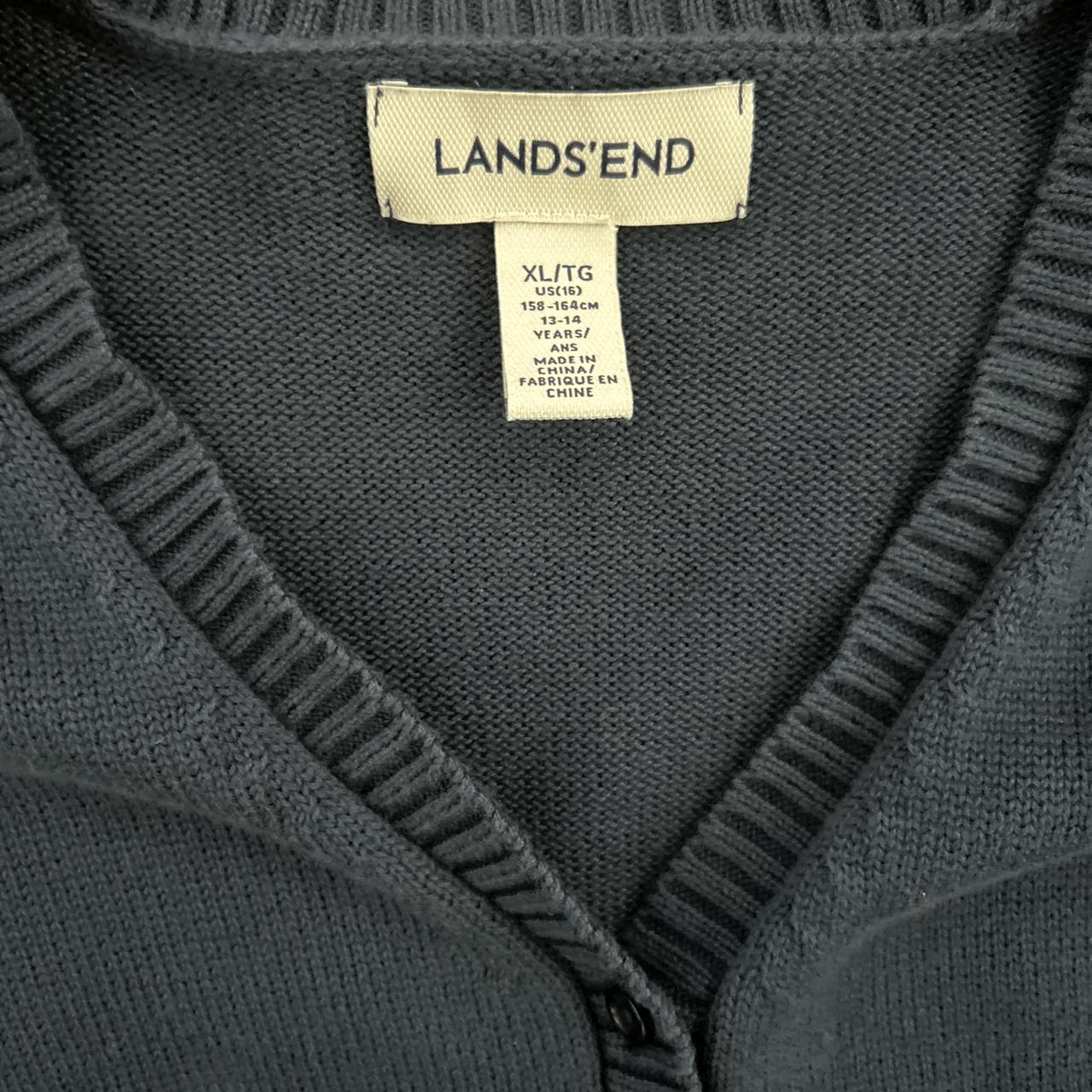 girls xl lands end navy blue button up cardigan.... Depop