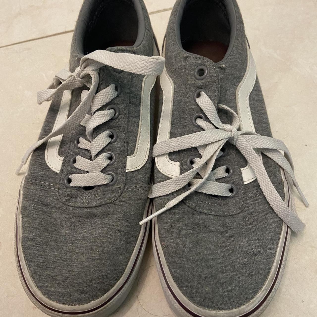 Vans Women's Grey and White Trainers | Depop