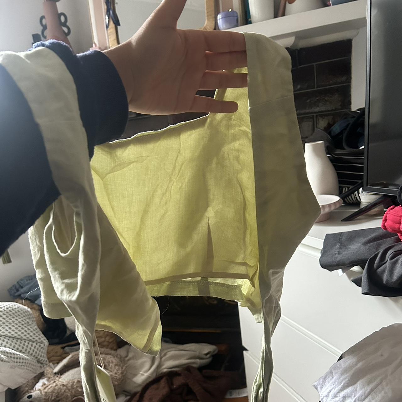 Brand new SUBTITLED light green minu linen top tie... Depop