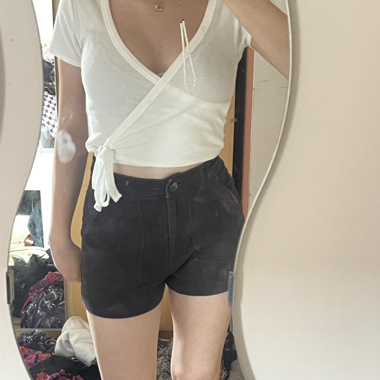 black cargo shorts not denim seen on a size 6 from... Depop