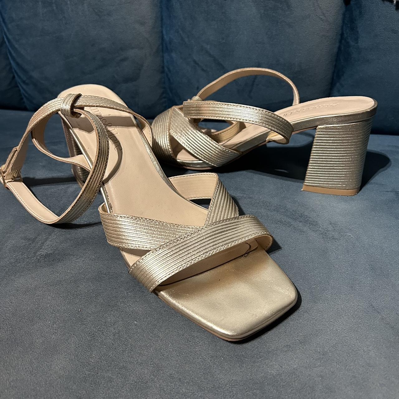 Atmos and Here gold leather heels. Super comfy,... - Depop