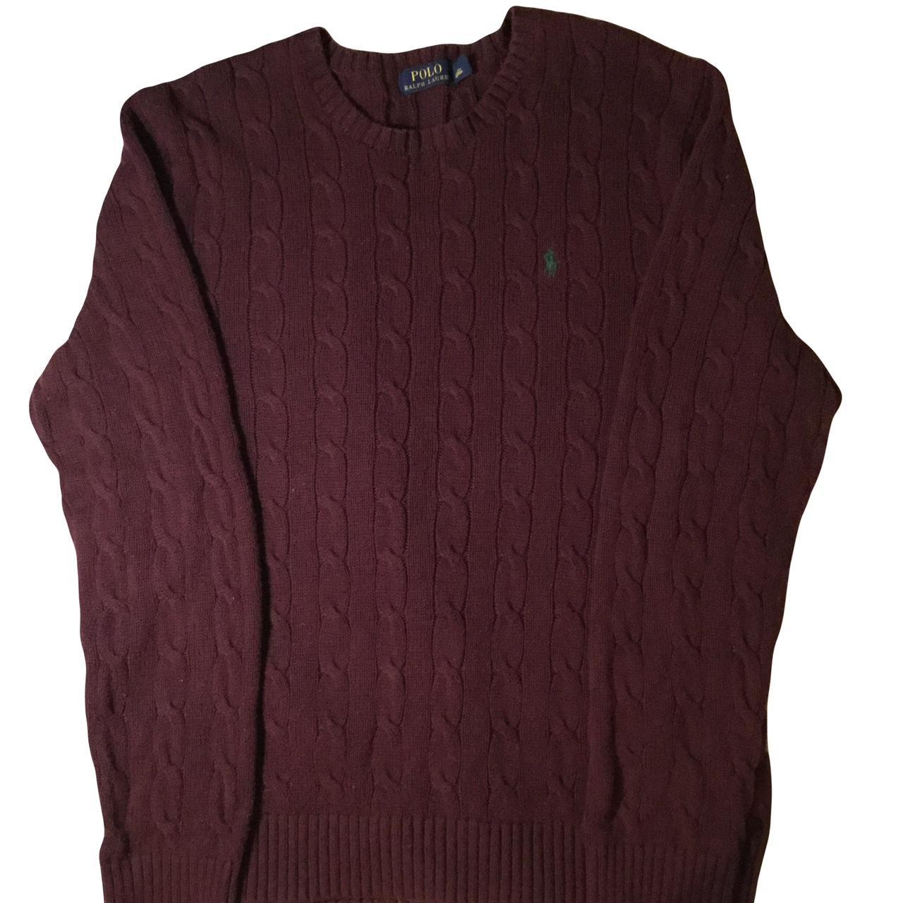 Ralph Lauren Burgundy Cable Knit Sweater Some signs... - Depop