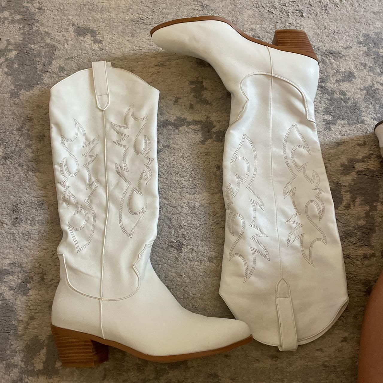 white womens cowboy boots NEVER WORN Depop