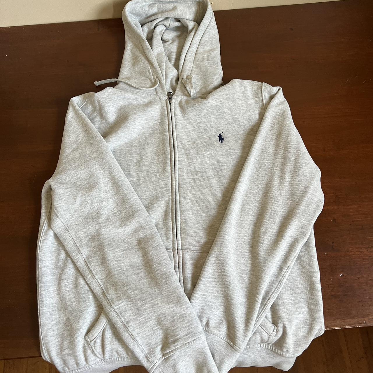 Polo Zip Up Hoodie Grey Size L men’s #hoodie... - Depop