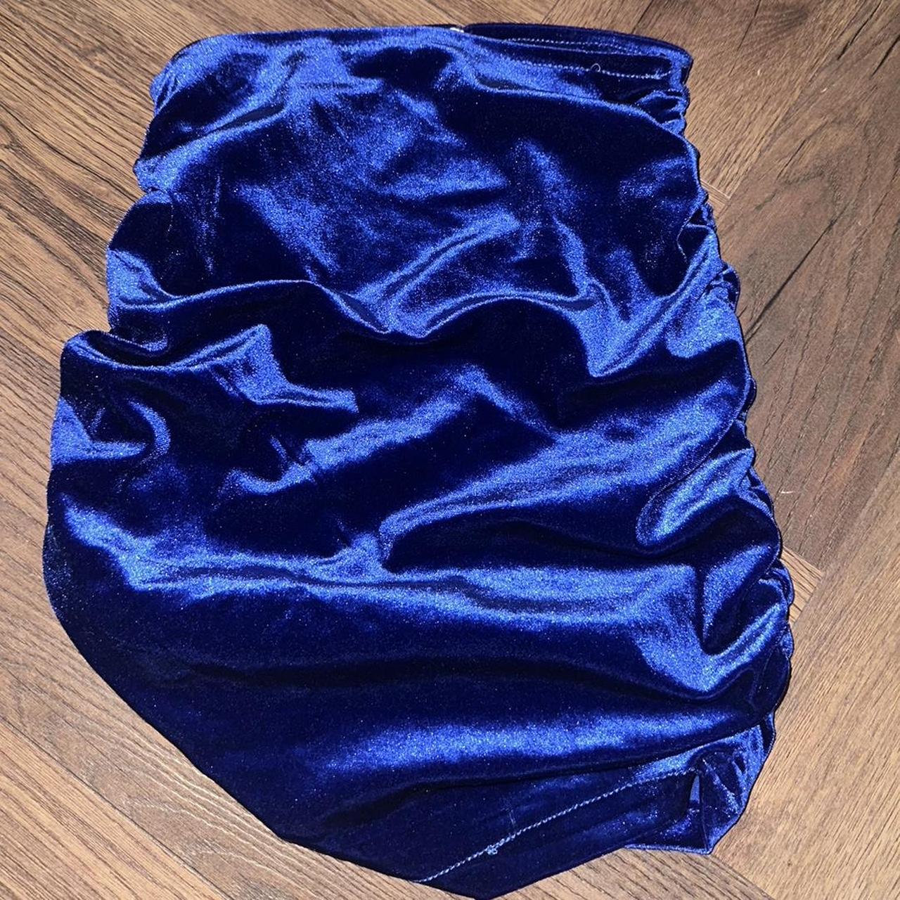 Royal blue outlet velvet skirt