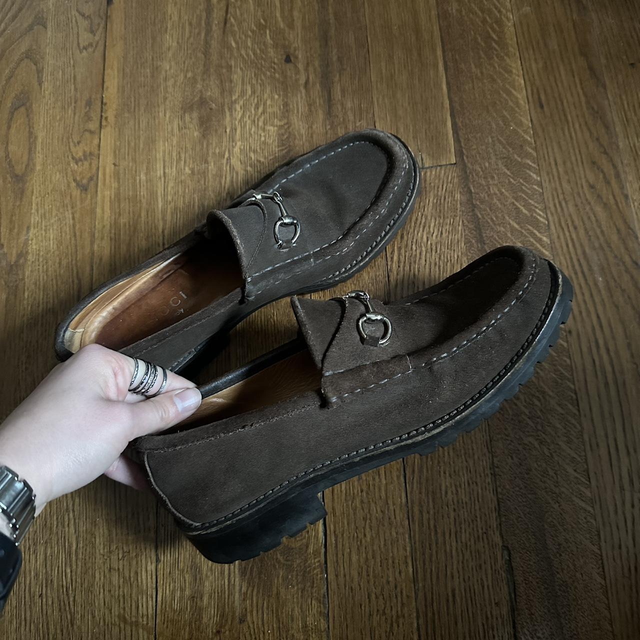 mens brown suede gucci loafers