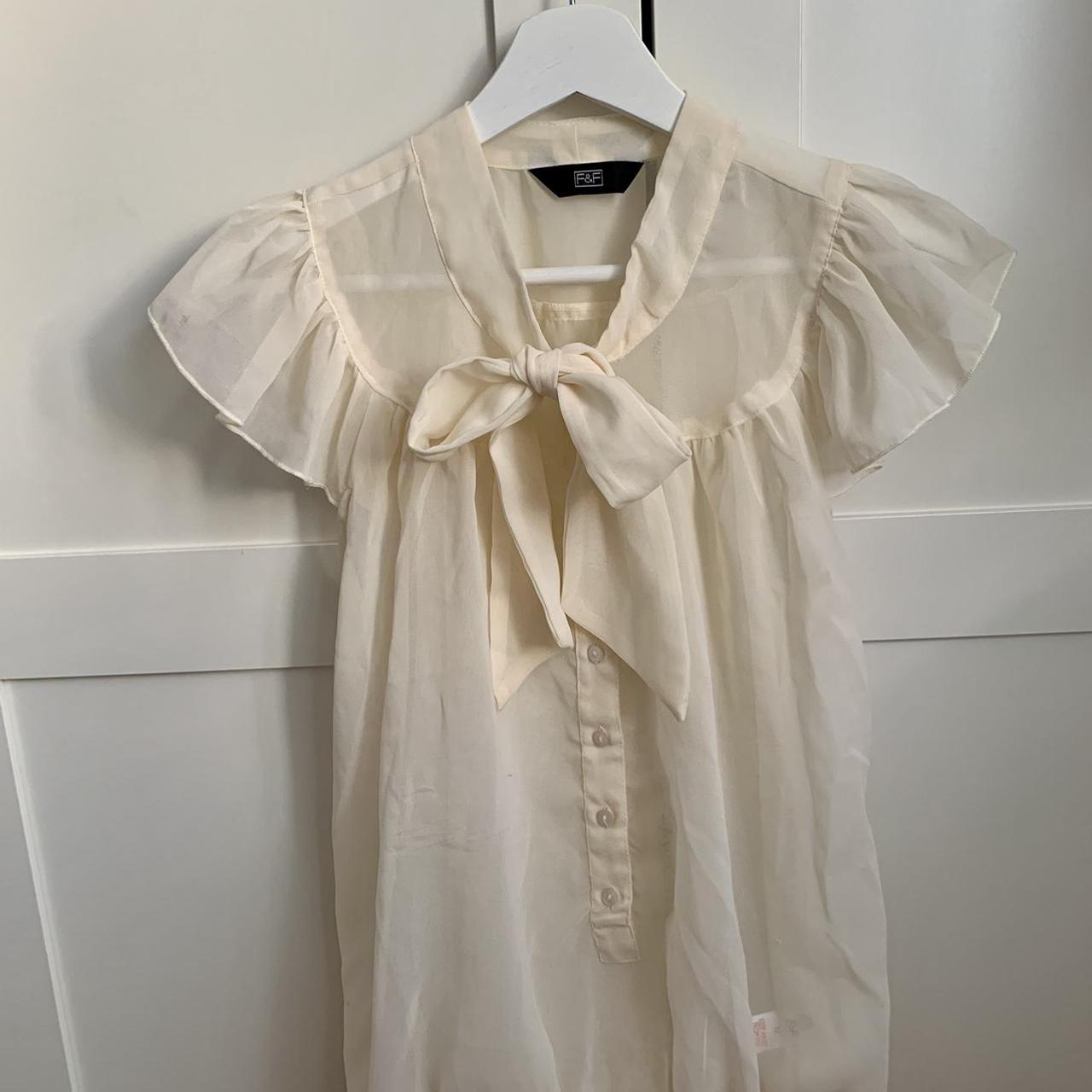 F&F Women's Cream and White Blouse | Depop