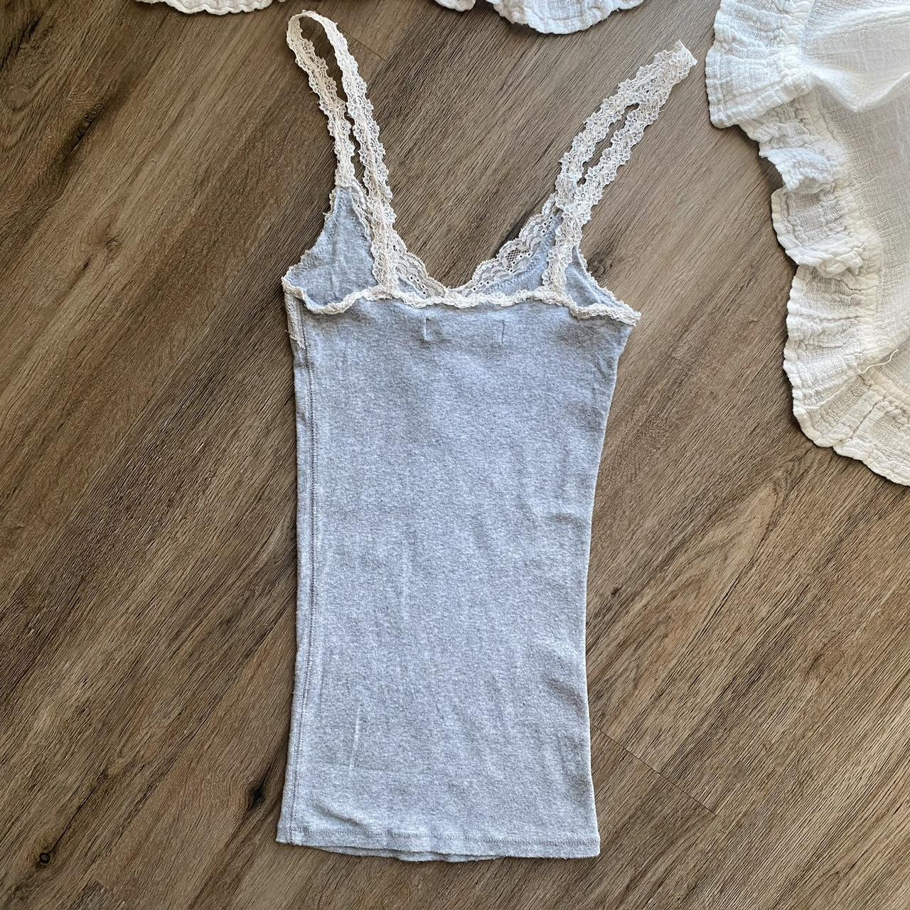 abercrombie & fitch y2k lace tank top 🩰 light gray +... Depop