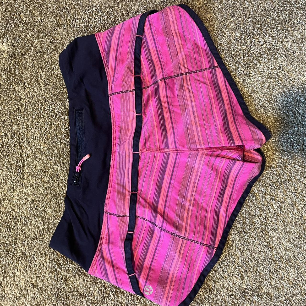 Lululemon Pink and Navy Pattern Shorts Size 2 Old... - Depop