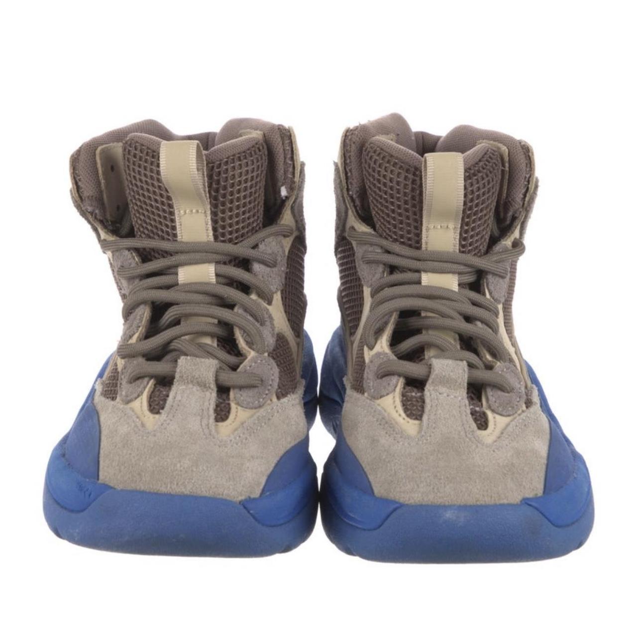 brown and blue yeezy boots