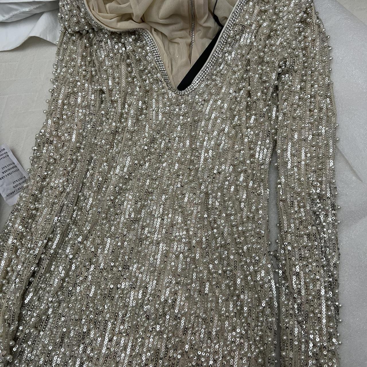 fashion nova pearl beaded sequin dress with chain... Depop