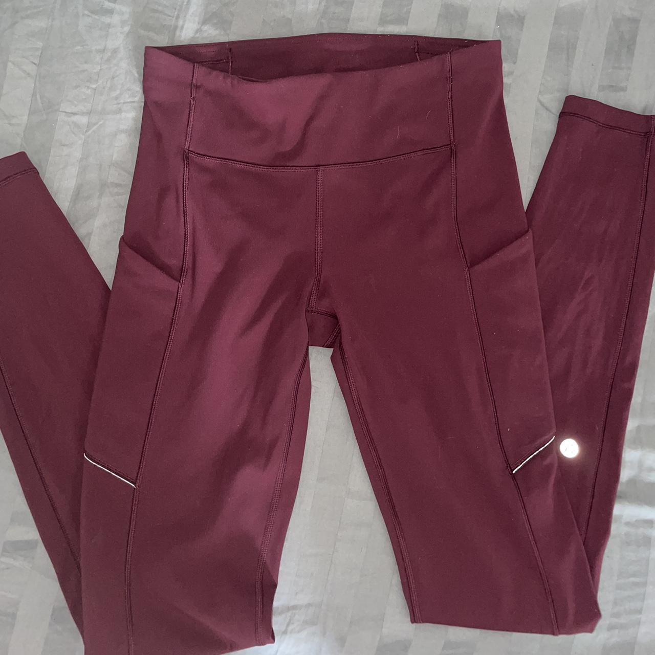 Maroon Lululemon align leggings with pockets! Size - Depop