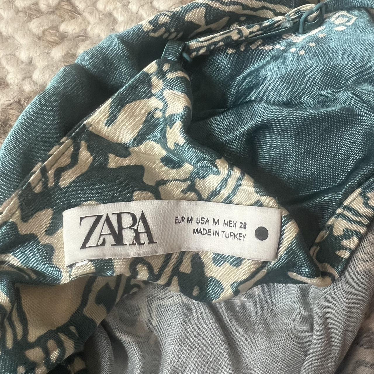 Zara Blue Satin Print Dress Depop