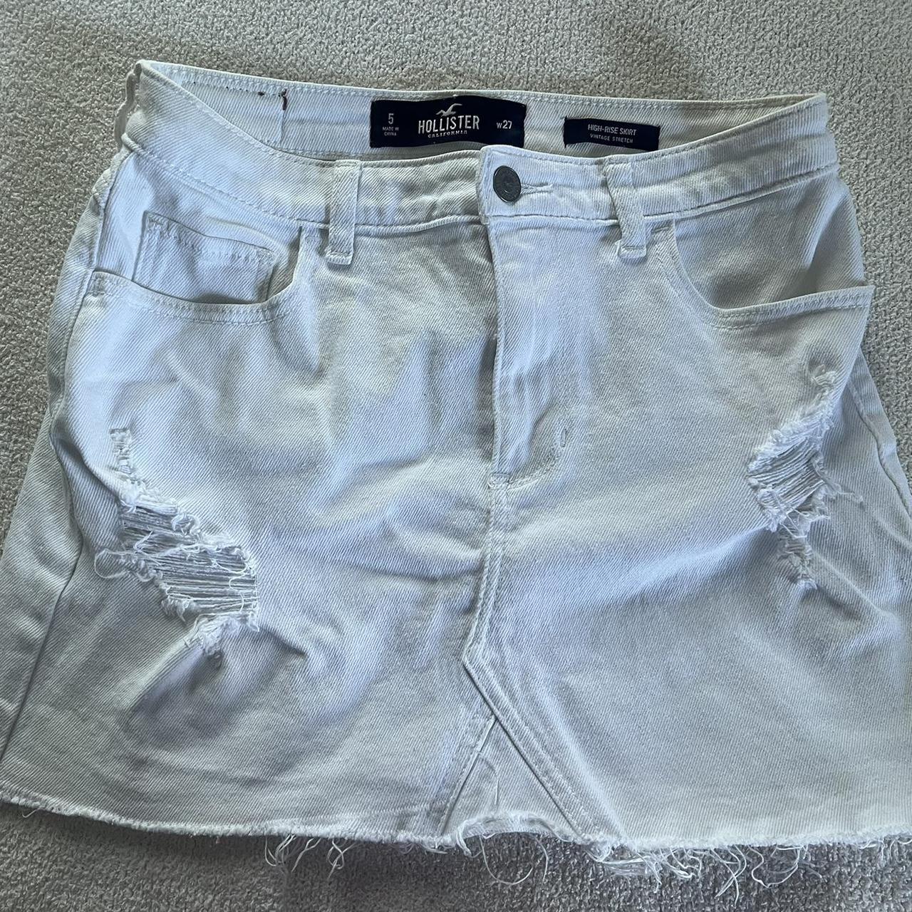 Depop White Denim Skirt Hollister White Hollister High Rise Ripped