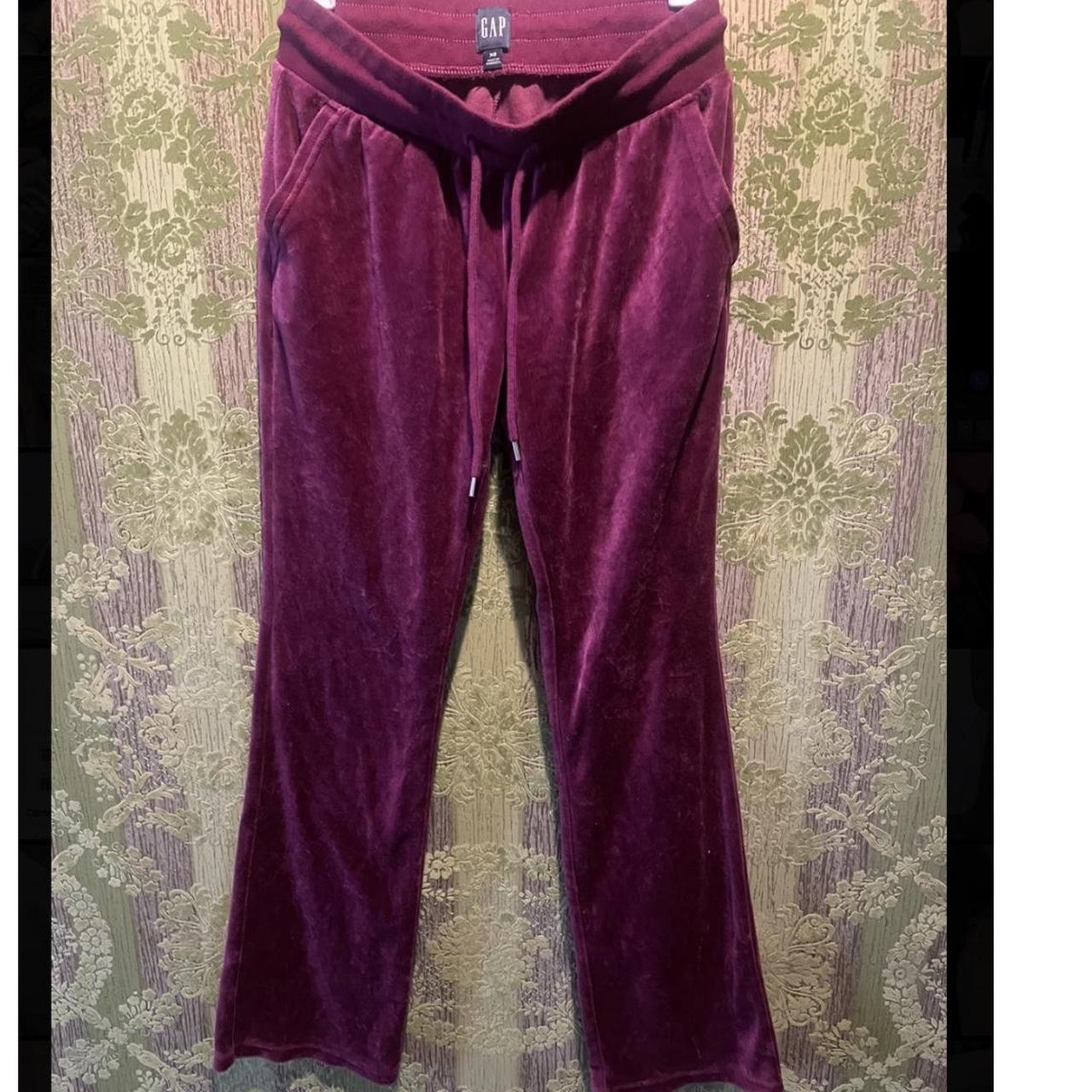 velour track pants. brand is gap waist size. Depop