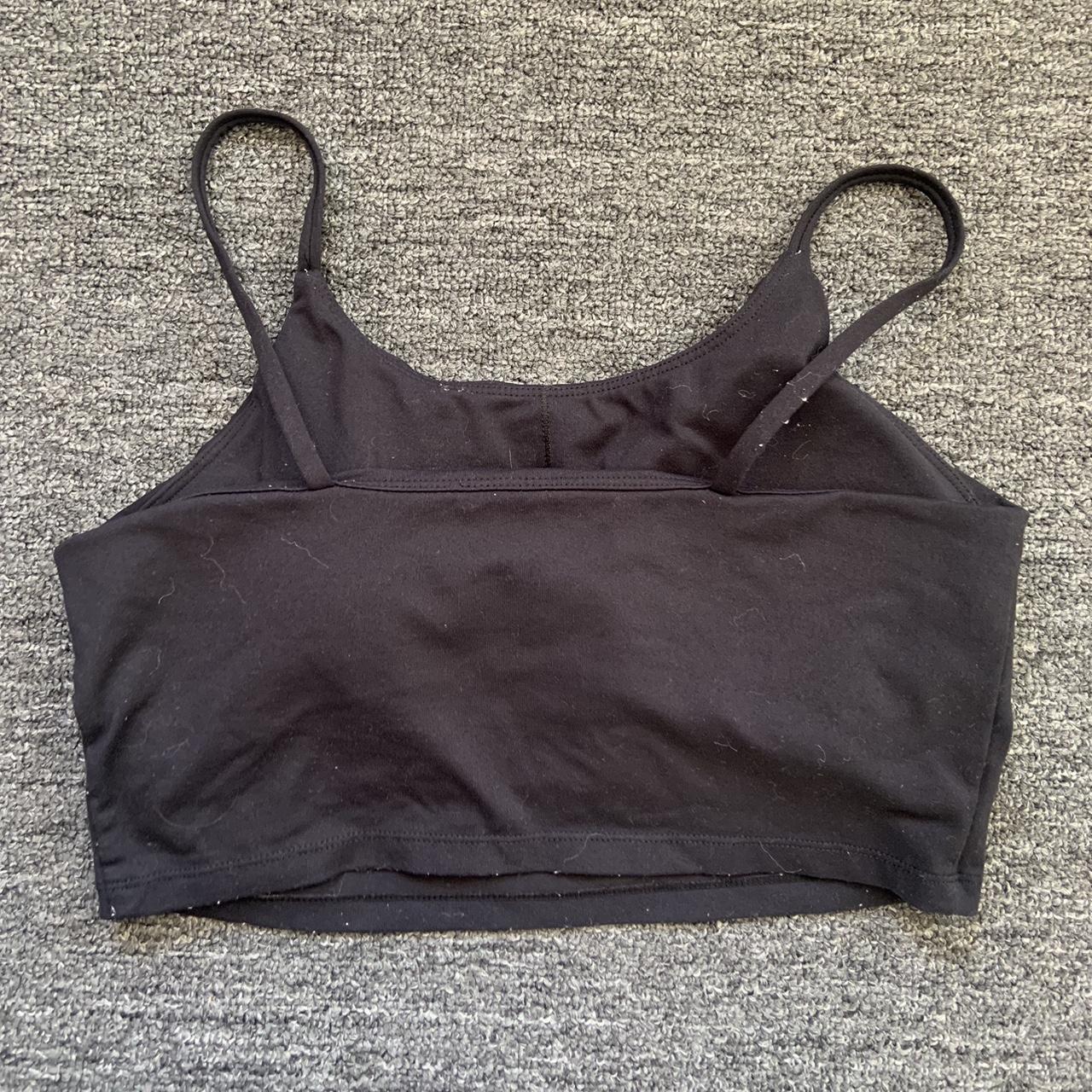 Black Workout Top w/ Built-In Bra Size Large - Depop