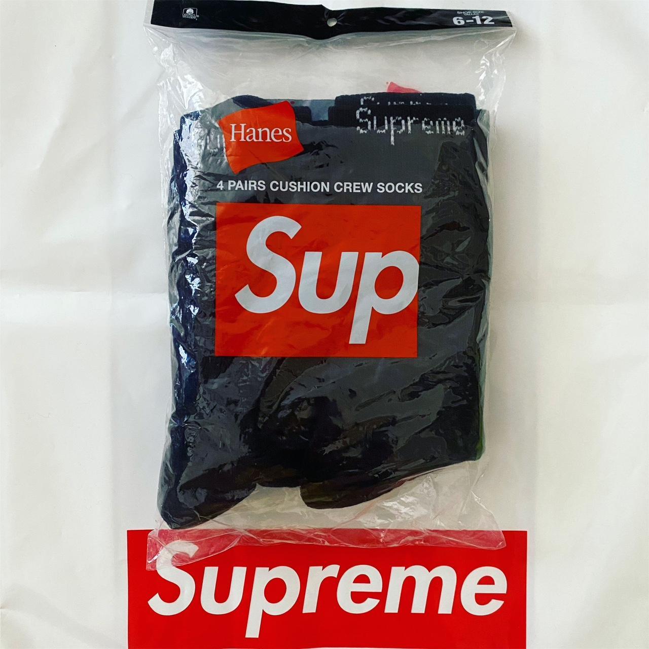 Supreme x Hanes Black Crew Socks 100% Authentic 4... - Depop