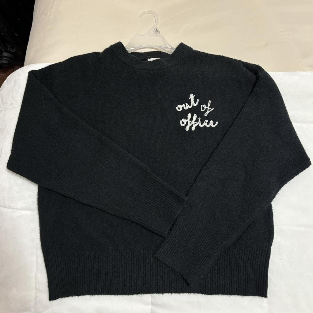 Black workwear slogan knit sweater - Depop