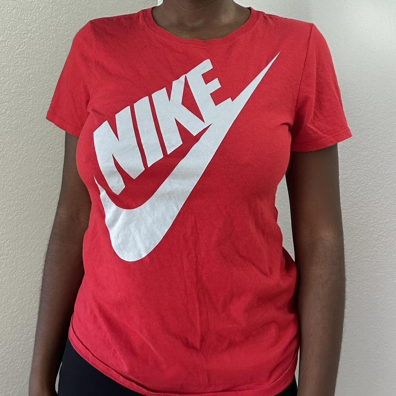 womens red and white nike shirt