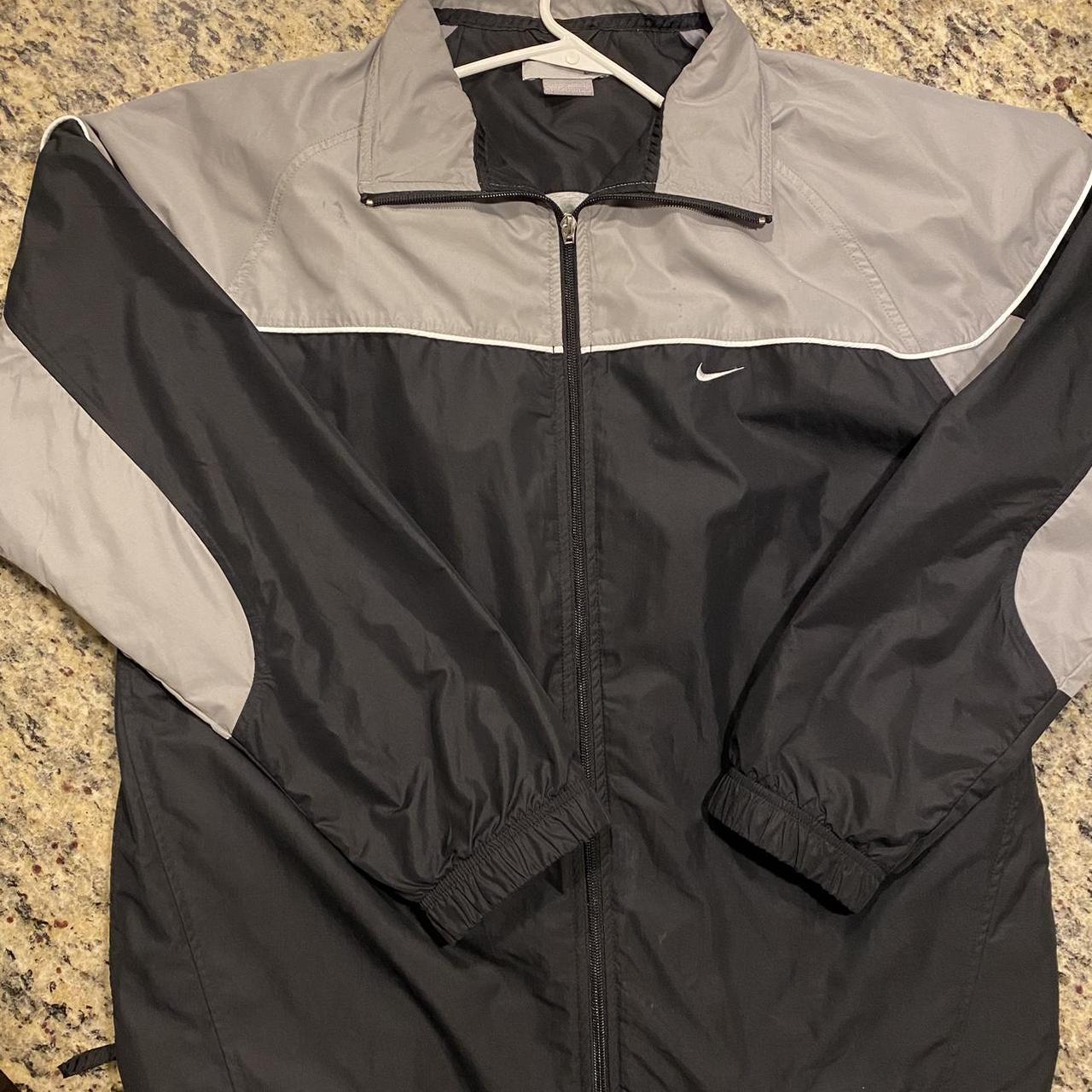black grey and white nike windbreaker