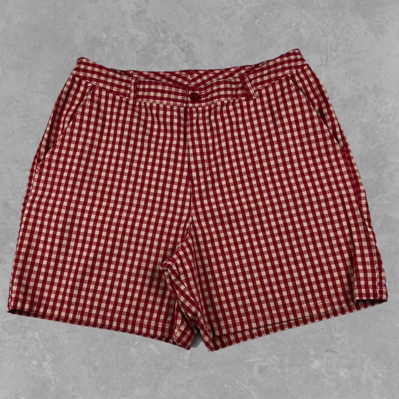 White Stag Red & Tan Gingham Plaid Shorts About... - Depop