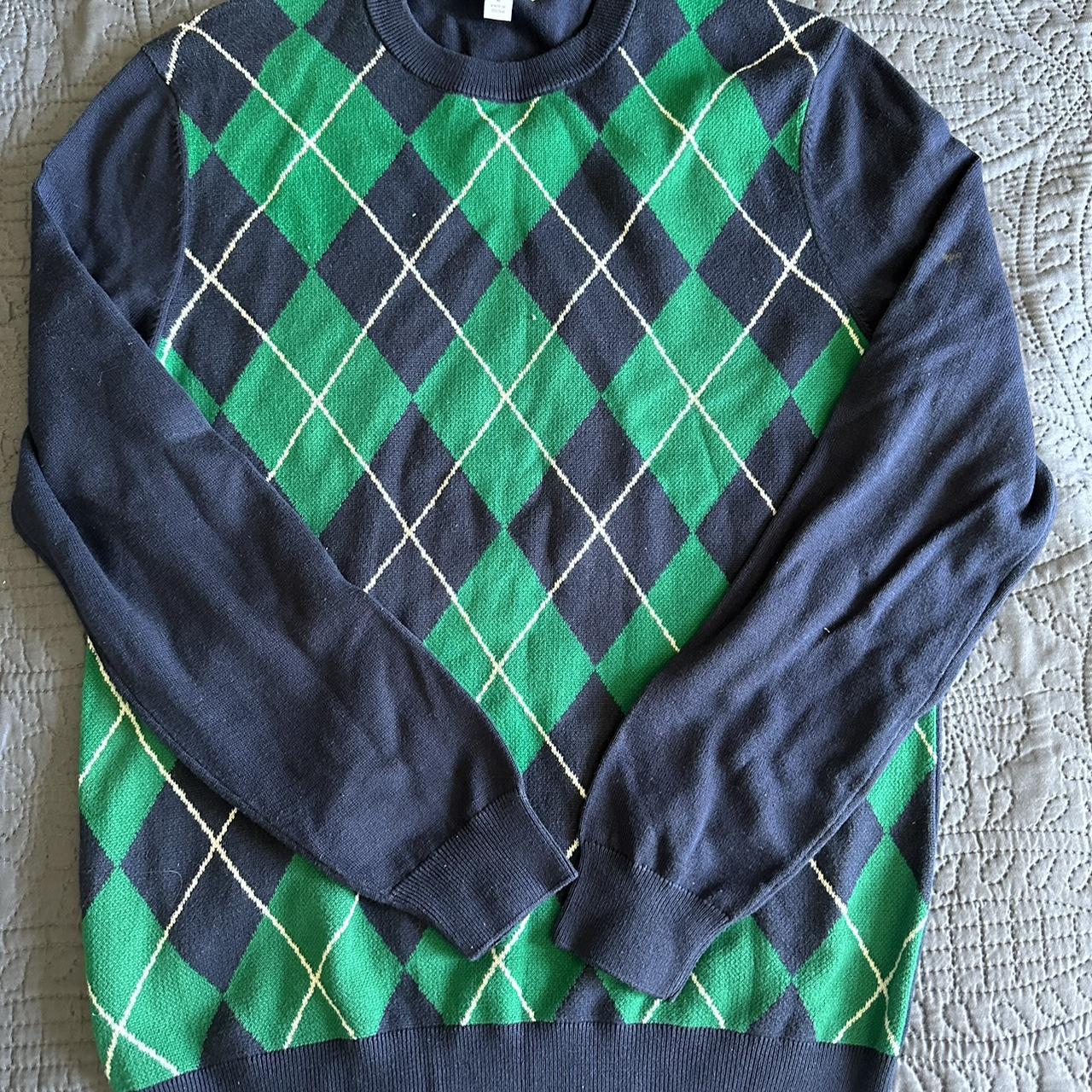 Argyle sweater — size M men’s — green and navy... - Depop