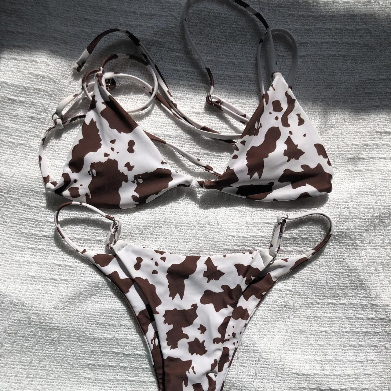 Shein cow print bikini deals