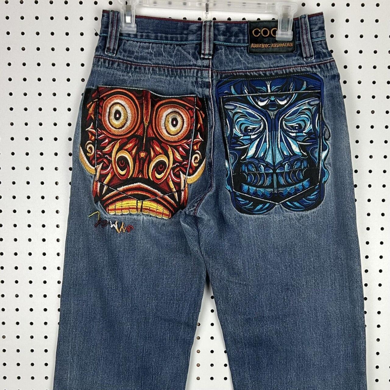 Coogi Wide Leg Denim Hip Hop Tiki Tribal Jeans... - Depop