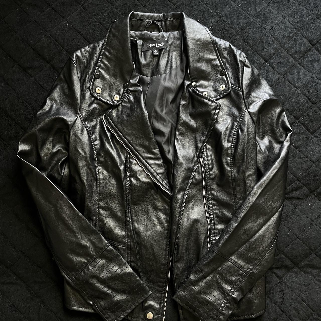 Faux Leather Jacket zipper pockets I try to ship... - Depop