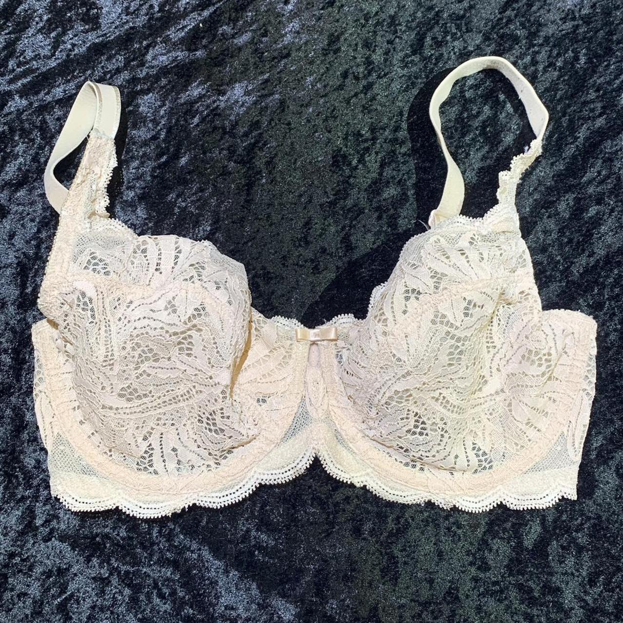 Cream Lace Bra Minor signs of wear; overall great... - Depop