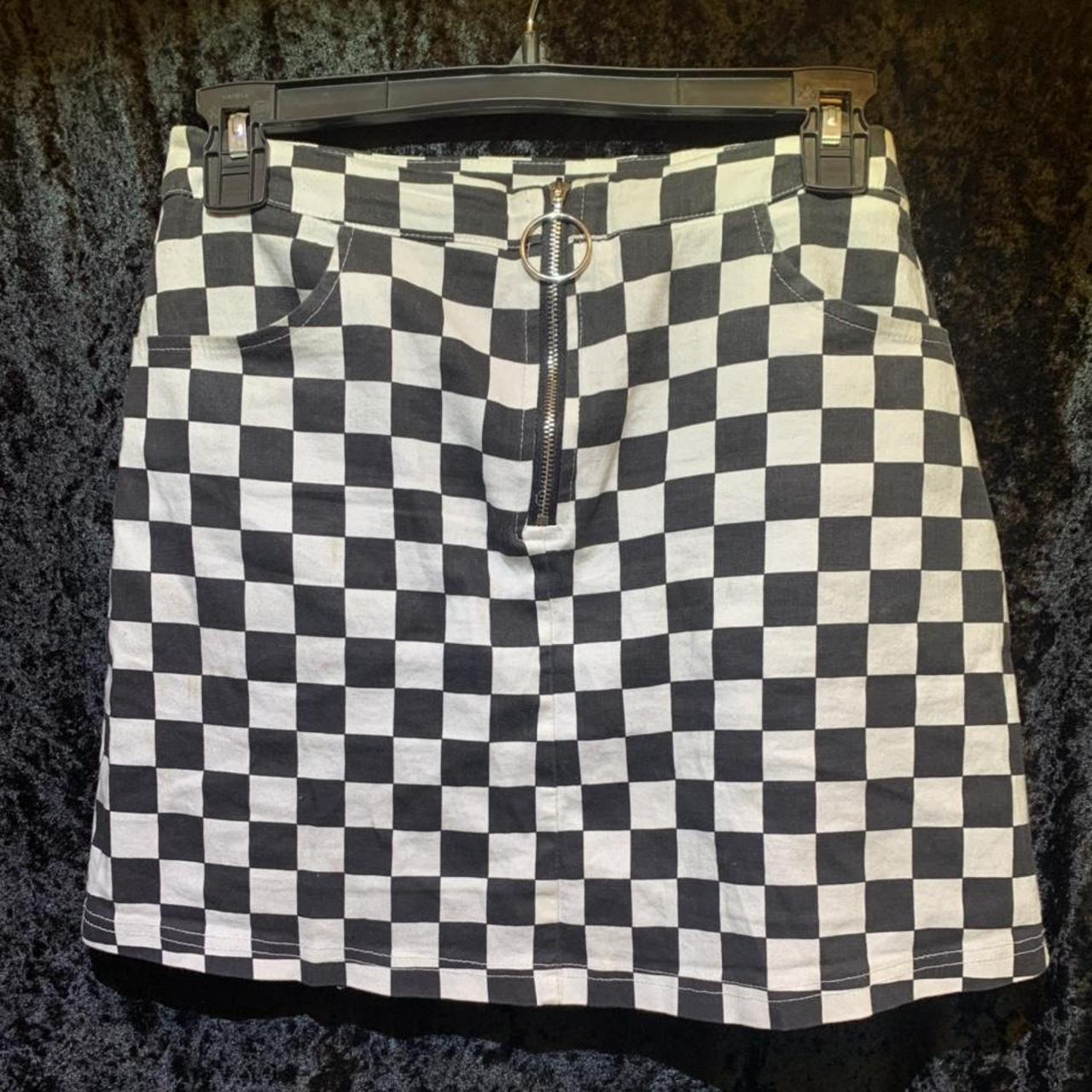 Black and white outlet checkered skirt zipper