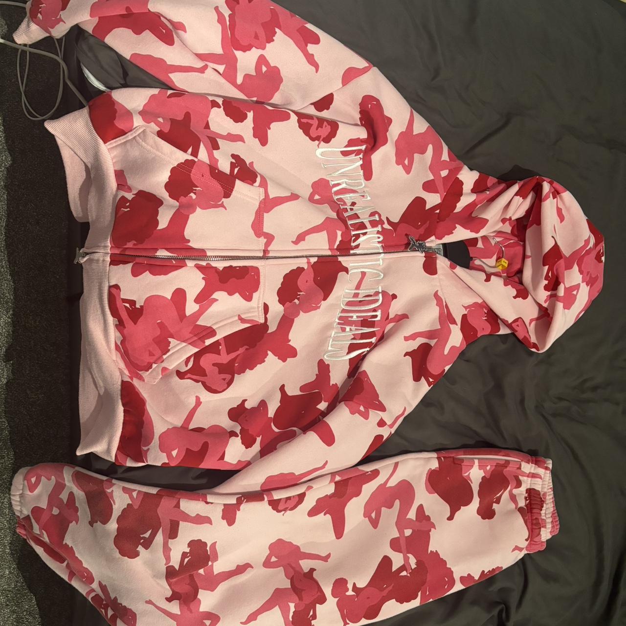 Unrealistic ideals pink camo zip up matching hoodie. Depop