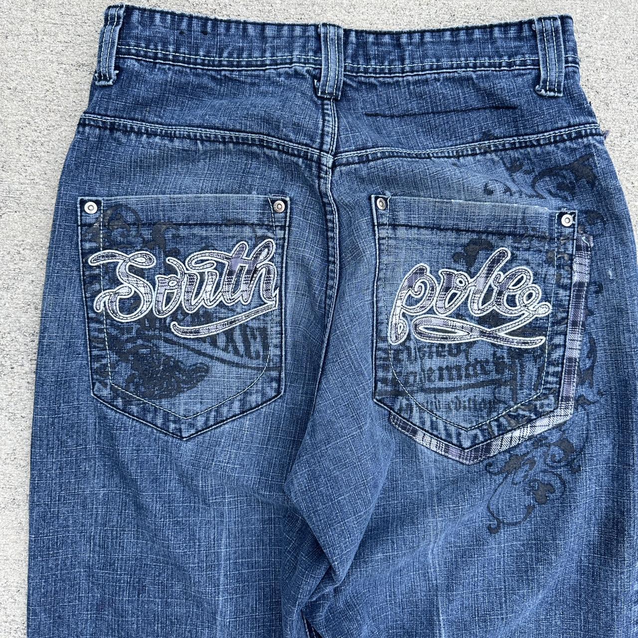 Y2K Southpole Jeans Crazy back pocket embroidery... - Depop