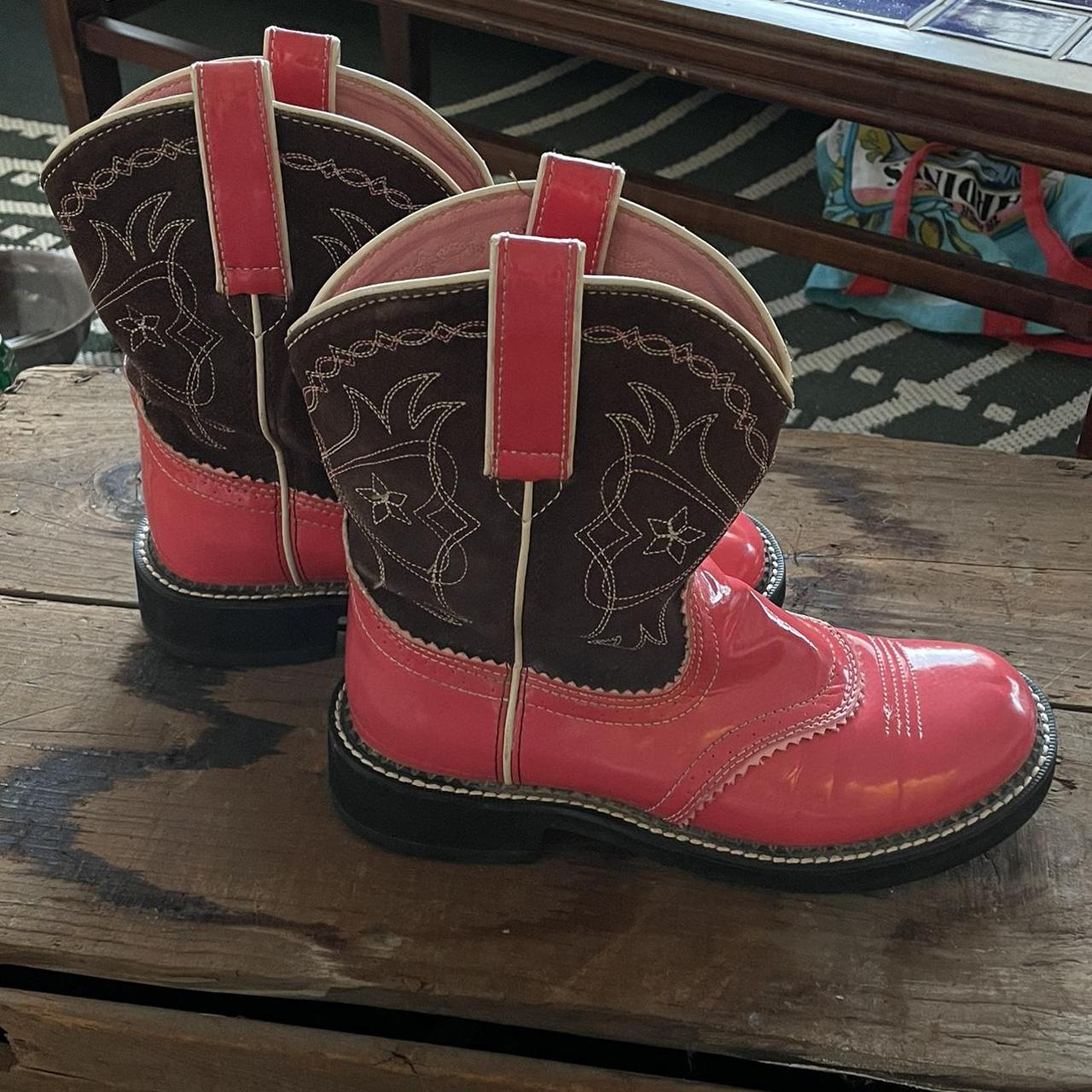 Ariat Women's Pink and Brown Boots Depop