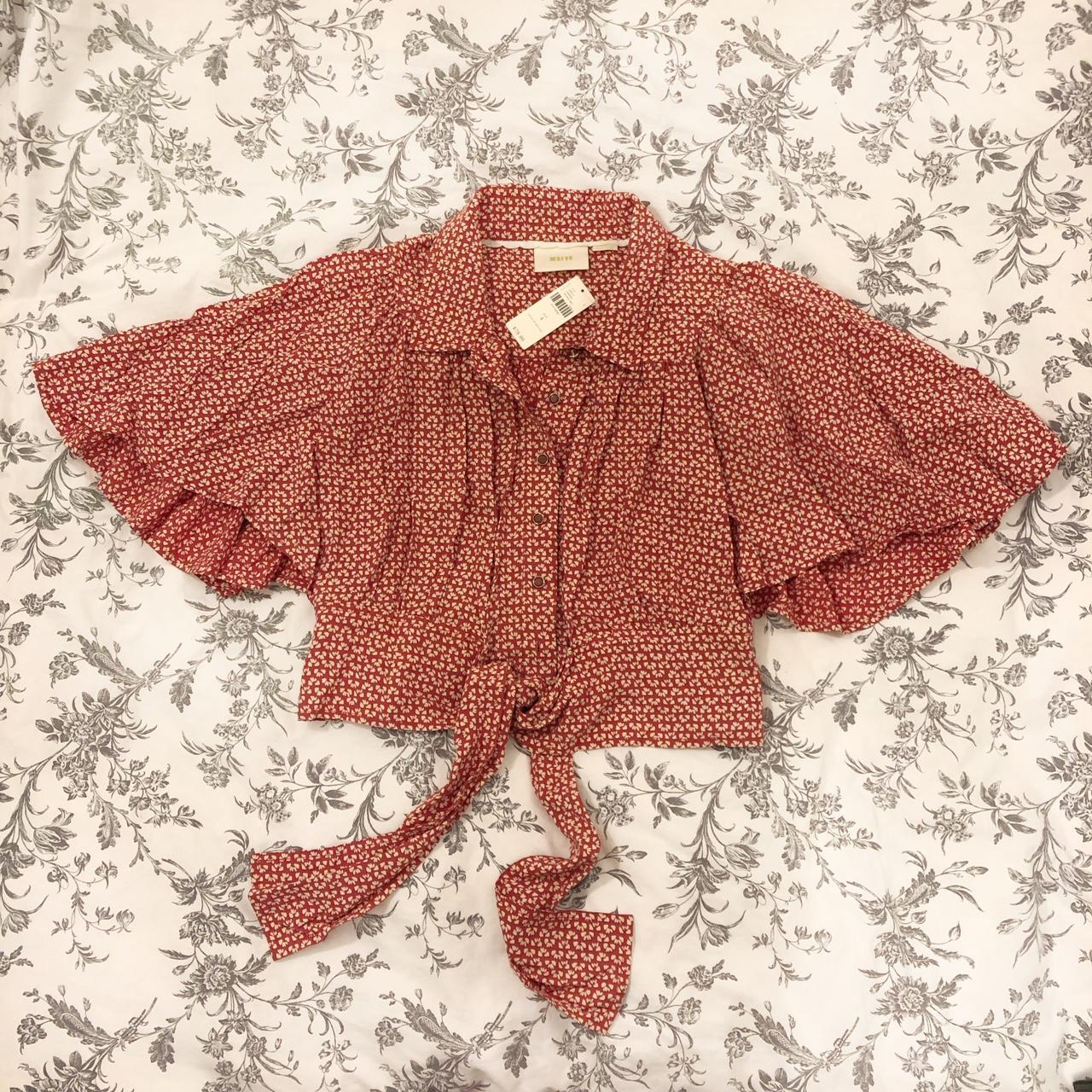 burgundy blouse || brand new || in great condition... - Depop