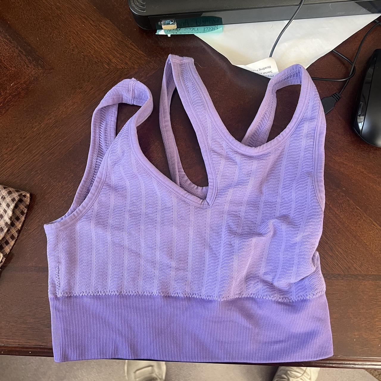 Preloved SHEIN purple sports bras & short 3 Piece - Depop